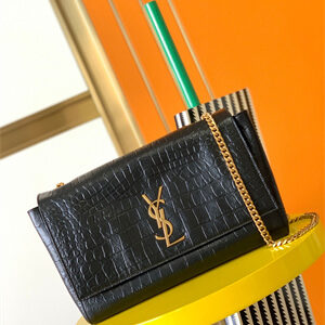 Y.S.L REVERSIBLE KATE MEDIUM Gold Tone Metal Black Color