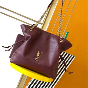 Y.S.L Jamie Shopping Bag In Lambskin Bordeaux Color