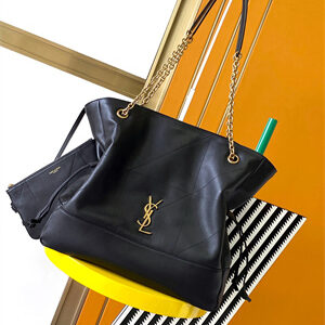 Y.S.L Jamie Shopping Bag In Lambskin Black Color