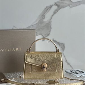 BVLGARI Serpenti Forever Mini top handle bag Calfskin Leather Gold Color 293666