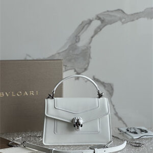BVLGARI Serpenti Forever Mini top handle bag Calfskin Leather White Color 293666