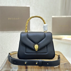 BVLGARI Serpenti Reverse top handle bag Calfskin Leather Black Color 292128