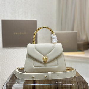 BVLGARI Serpenti Reverse top handle bag Calfskin Leather White Color 292128
