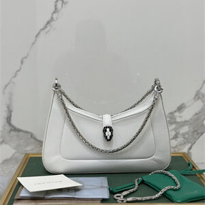 BVLGARI Serpenti Baia Shoulder Bag Calfskin Leather White Color 293208