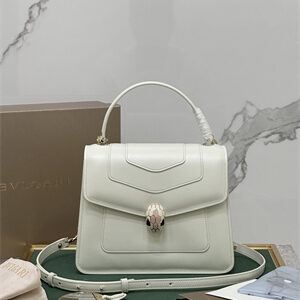 BVLGARI Serpenti Forever top handle bag Calfskin Leather White Color 289835