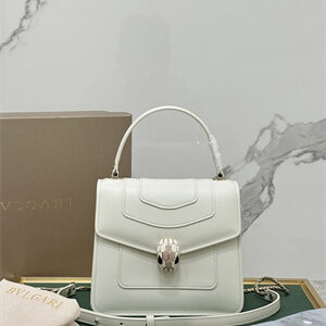 BVLGARI Serpenti Forever Mini top handle bag Calfskin Leather White Color 38329
