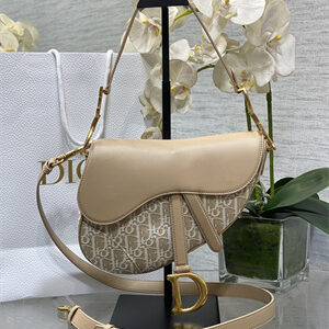 CD Saddle Bag Oblique Jacquard & Smooth Calfskin Nature Color