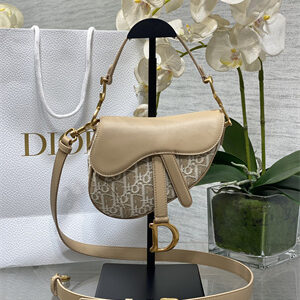 CD Mini Saddle Bag Oblique Jacquard & Smooth Calfskin Nature Color