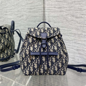 Di.or Mini Backpack Beige and Blue Oblique Jacquard