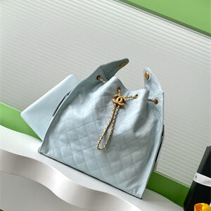 Chanel 25 Medium Handbag Grained Calfskin Gold Tone Metal Blue AS5311