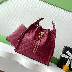 Chanel 25 Medium Handbag Grained Calfskin Gold Tone Metal Dk Red AS5311