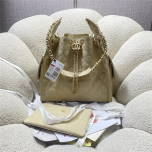 Chanel 25 Medium Handbag Grained Calfskin Gold Tone Metal Beige AS5311