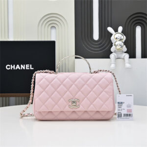 Chanel 25s Top Handle Bag Gold Tone Metal Pink AS5554