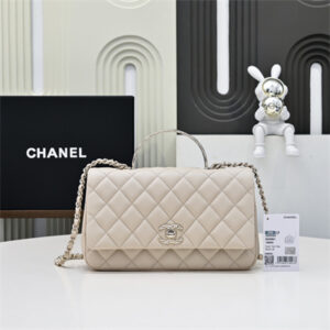 Chanel 25s Top Handle Bag Gold Tone Metal Chai AS5554