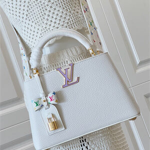 L.V X TM Capucines BB Bag Taurillon Leather White M48865