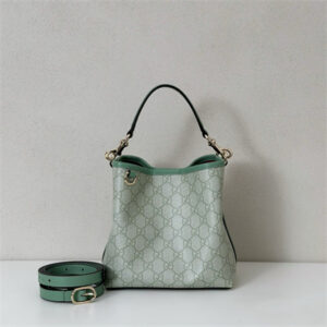 Gu.cci GG Emblem small bucket bag Monogram coated fabric Green 815118