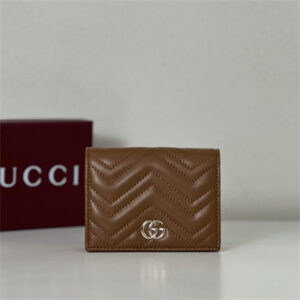 Gu.cci GG Marmont card case wallet Leather Brown 466492