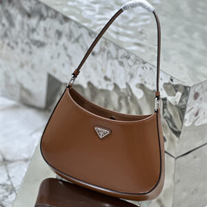 Prada Cleo Brushed Leather Shoulder Bag Brown 1BC499