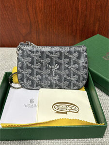 Goyard Key Pouch coin purse Goyardine Canvas & Chevroches Calfskin Grey