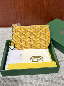 Goyard Key Pouch coin purse Goyardine Canvas & Chevroches Calfskin Yellow