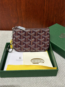 Goyard Key Pouch coin purse Goyardine Canvas & Chevroches Calfskin Burgundy