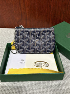 Goyard Key Pouch coin purse Goyardine Canvas & Chevroches Calfskin Navy Blue
