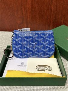 Goyard Key Pouch coin purse Goyardine Canvas & Chevroches Calfskin Sky Blue