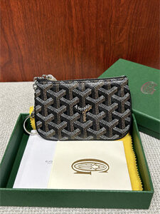 Goyard Key Pouch coin purse Goyardine Canvas & Chevroches Calfskin Black