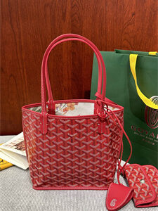 Goyard Anjou Mini Bag Chevroches Calfskin & Goyardine Canvas Fuchsia