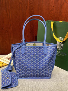 Goyard Anjou Mini Bag Chevroches Calfskin & Goyardine Canvas Iris