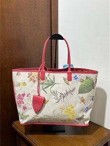 Goyard Saint Louis PM Bag In Goyardine Canvas & Chevroches Calfskin Fuchsia