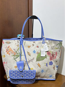 Goyard Saint Louis GM Bag In Goyardine Canvas & Chevroches Calfskin Iris