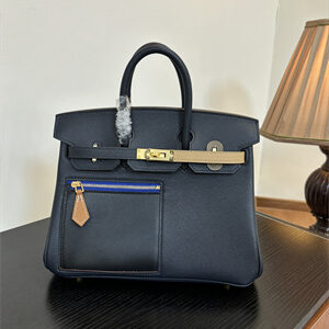 Birkin Colormatic Bag Swift Leather 25/30 Gold/Silver Hardware In Bleu Marine, Black, Chai, Gold and Etoupe Color HS