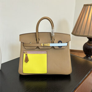 Birkin Colormatic Bag Swift Leather 25/30 Gold/Silver Hardware In CHAI, LIME, MAUVE SYLVESTRE, BLEU BRUME, CASSIS & NATA Color HS