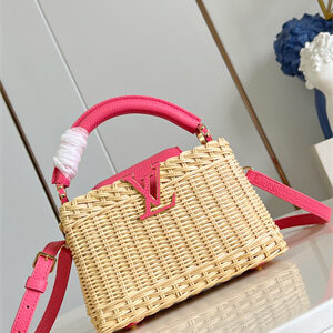 L.V Capucines Mini Bag Rattan and cowhide leather Pink M26005