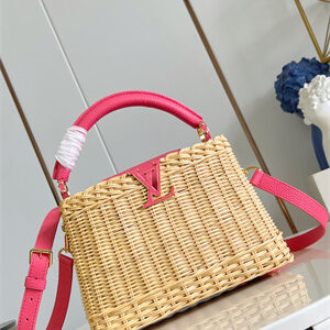 L.V Capucines BB Bag Rattan & Cowhide Leather Pink