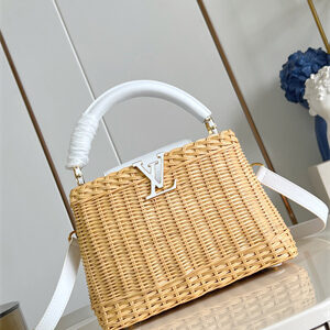 L.V Capucines BB Bag Rattan & Cowhide Leather White