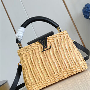 L.V Capucines BB Bag Rattan & Cowhide Leather Black