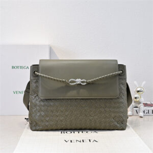 BV Large Andiamo Messenger Bag In Calfskin Mustard