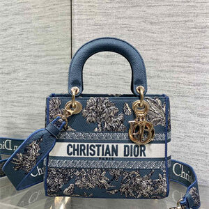 CD Medium Lady D-Lite Bag  Embroidery Blue