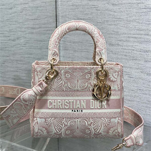 CD Medium Lady D-Lite Bag  Embroidery Pink