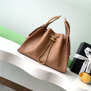 Chanel 25 Small Handbag Grained Calfskin Gold Tone Metal Brown AS5293