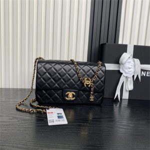 Chanel Small Flap Bag Lambskin Gold Tone Metal Black AS5756