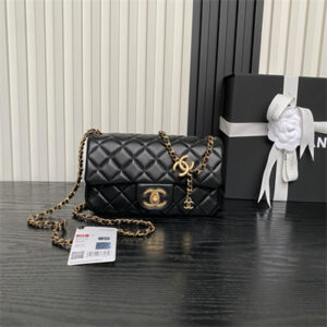 Chanel Mini Flap Bag Lambskin Gold Tone Metal Black AS5759
