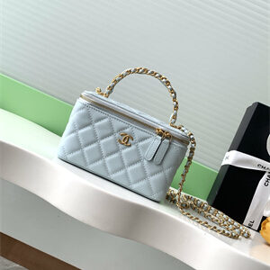 Chanel Vanity with chain Grained Calfskin& Gold-Tone Metal Lt Blue AP4799