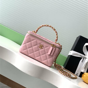 Chanel Vanity with chain Grained Calfskin& Gold-Tone Metal Pink AP4799