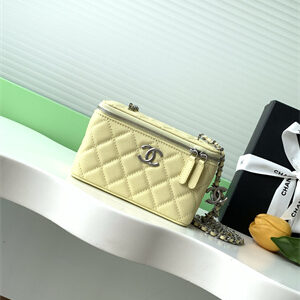 Chanel Vanity Case Grained Calfskin& Silver-Tone Metal Yellow AP3940