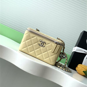 Chanel Vanity Case Lambskin & Silver-Tone Metal Yellow AP3940