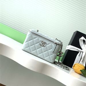 Chanel Vanity Case Lambskin & Silver-Tone Metal Lt Blue AP3940