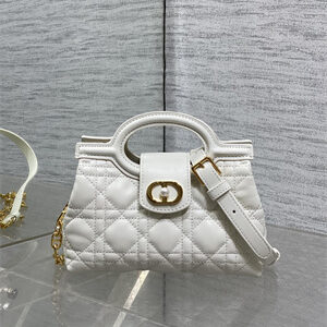 CD Jolie Top Handle Mini Bag Cannage Lambskin Latte
